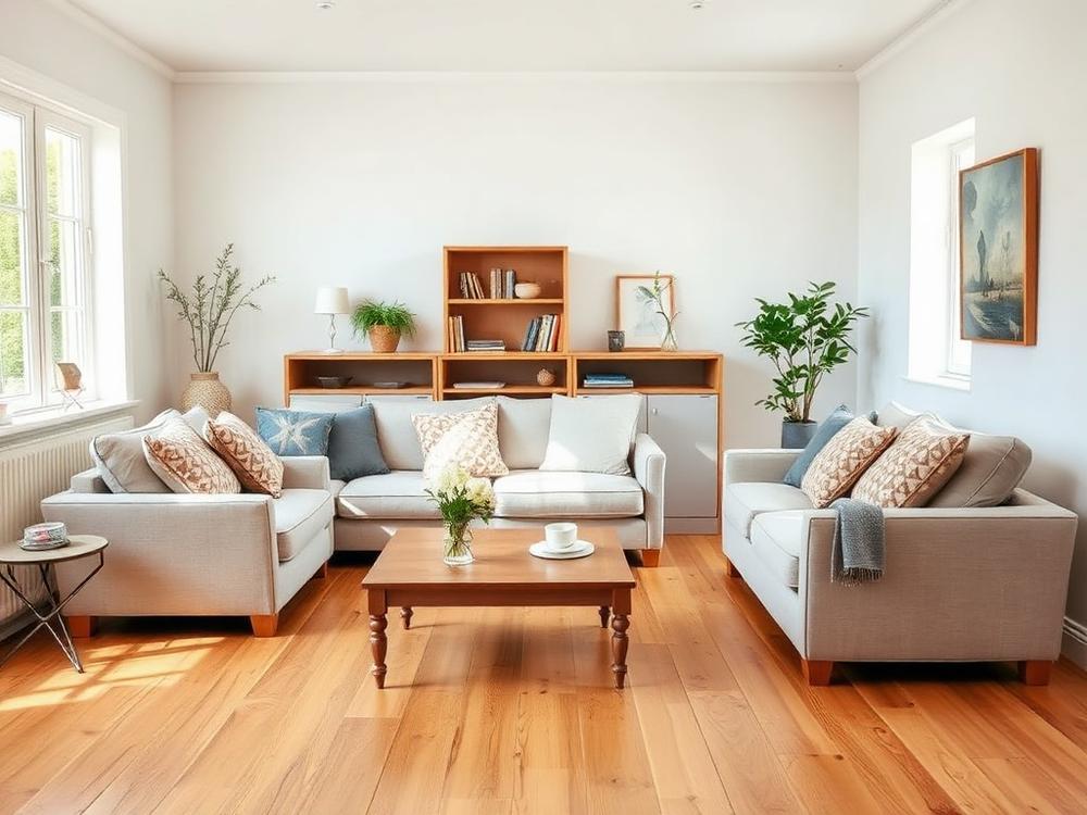 Tidy living room in a Manchester home after a domestic clean